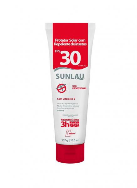 Protetor Solar FPS 30 UVA/UVB com Vitamina e E Repelente de Insetos 120g Sunlau - Henlau