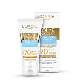 Protetor Solar L`Oréal Expertise Facial Toque Limpo FPS 70 Gel - Creme com Cor - 50g