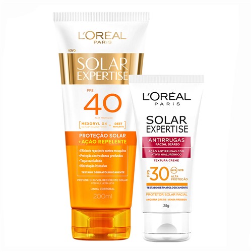 Protetor Solar L'oréal Solar Expertise Ação Repelente FPS 40 200ml + Grátis Solar Expertise Facial Antirrugas 25g