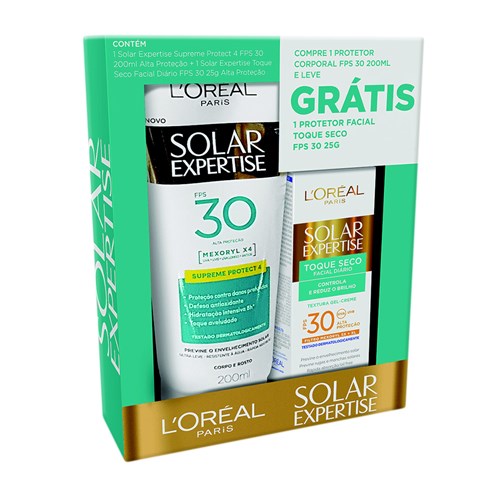 Protetor Solar L'oréal Solar Expertise Supreme Protect 4 FPS 30 Loção 200ml + Grátis Solar Expertise Facial Toque Seco 25g