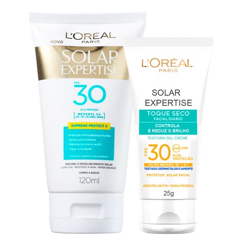 Protetor Solar L'oréal Solar Expertise Supreme Protect FPS 30 Loção 120ml + Grátis Solar Expertise Facial Toque Seco 25g