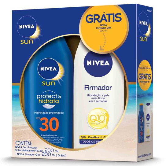 Protetor Solar Nivea Protec & Hidrata Fps30 200ml Grátis Hidratante Nivea Firmador Q10 200ml