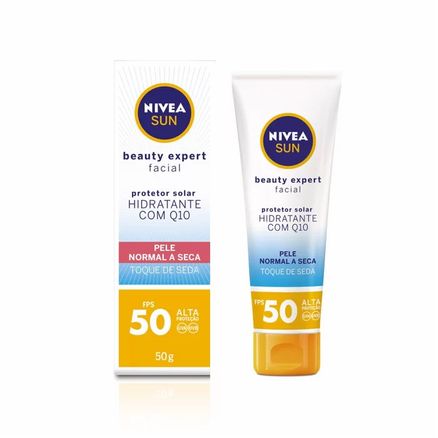Protetor Solar Nivea Sun Beauty Expert Facial Pele Normal Á Seca FPS 50 Toque de Seda 50g