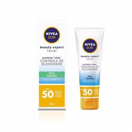 Protetor Solar Nivea Sun Beauty Expert Facial Pele Oleosa FPS 50 Efeito Matte 50g