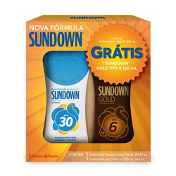 Protetor Solar Sundown FPS 30 200ml + Loção Bronzeadora Sundown Gold FPS 6 120ml Grátis - Johnsons