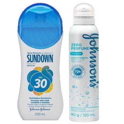 Protetor Solar Sundown Fps 30 350ml + Desodorante Johnson´s Aerosol Zero Perfume 150ml