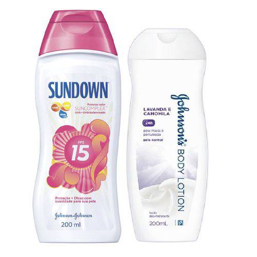 Protetor Solar Sundown Fps 15 200ml + Loção Hidratante Johnson´s Softlotion Lavanda Camomila 200ml