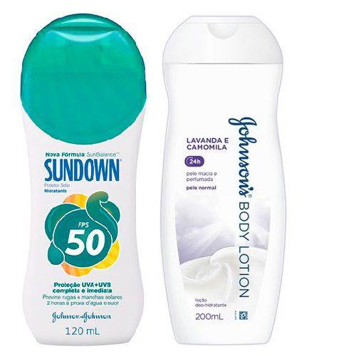 Protetor Solar Sundown Fps 50 200ml + Loção Hidratante Johnson´s Softlotion Lavanda Camomila 200ml