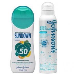 Protetor Solar Sundown Fps 50 350Ml + Desodorante Johnson´S Aerosol Zero Perfume 150Ml
