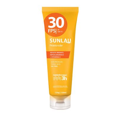 Protetor Solar Sunlau Antienvelhecimento com Hidratante FPS 30 UVA/UVB com Vitamina e de 120 G