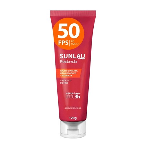 Protetor Solar Sunlau Antienvelhecimento com Hidratante Fps 50 Uva/Uvb com Vitamina e de 120 G