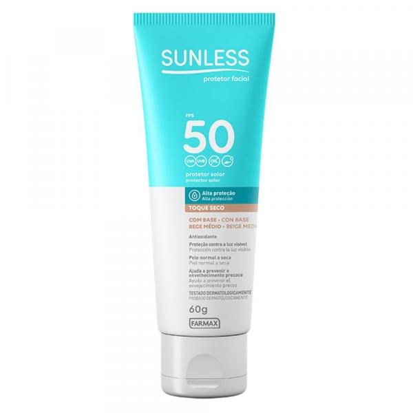 Protetor Solar Sunless Facial FPS 50 C/ Base Médio 60g - Farmax