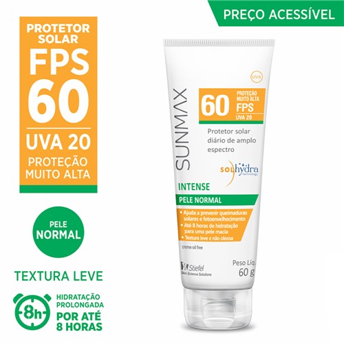 Protetor Solar Sunmax Intense FPS 60 Creme Oil Free 60g