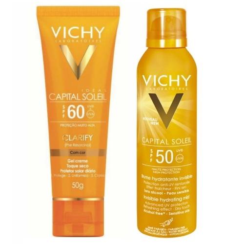 Protetor Solar Vichy Capital Soleil Clarify Fps60 50g + Hidratante Corporal Vichy Fps 50 200ml Capital Soleil Bruma - Vichy