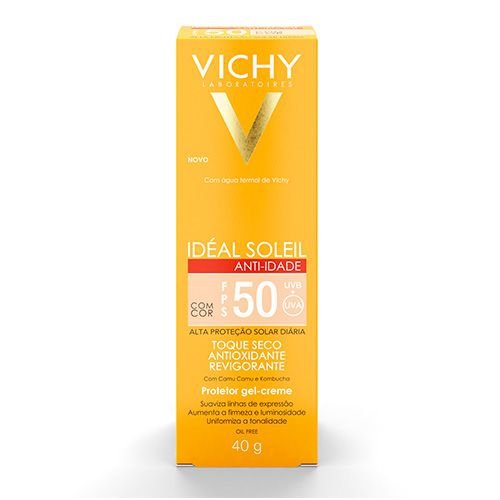 Protetor Solar Vichy Idéal Soleil Anti-idade - FPS 50, com Cor, 40g - Loreal