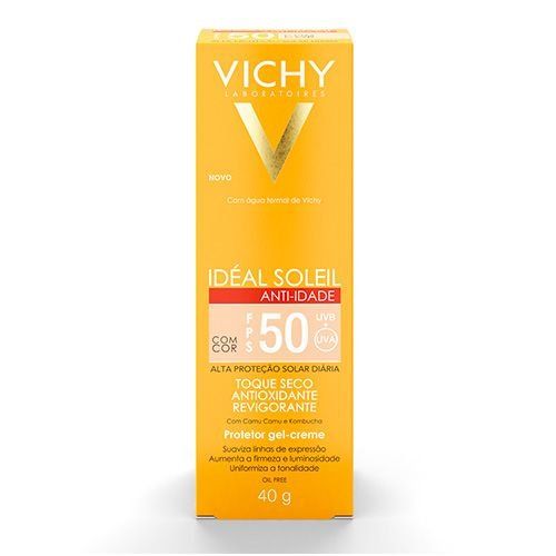 Protetor Solar Vichy Idéal Soleil Anti-idade - Fps 50, com Cor, 40g