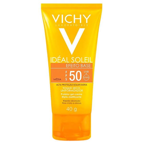 Protetor Solar Vichy Idéal Soleil FPS50 Efeito Base Gel Creme Cor Média 40g - Vichy Capital Soleil