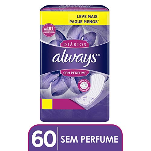 Protetores Diários Sem Perfume, Always, 60 Unidades