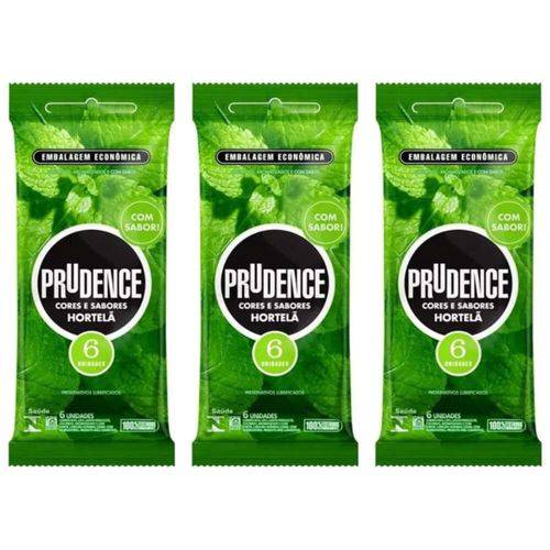 Prudence Preservativo Cores/sabores Hortelã C/6 (kit C/03)