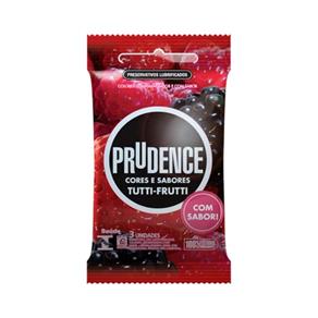 Prudence Preservativo CoreseSabores Tutti Frutti com 3