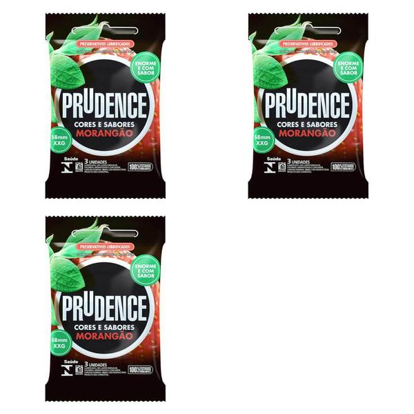 Prudence Preservativo MorangÃO C/3 (Kit C/03)
