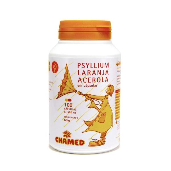 Psyllium, Laranja e Acerola (500mg) 100 Cápsulas - Chamel