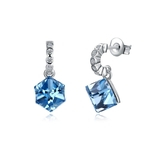 PTE prata ouvido unha forma de diamante diamante azul gancho fácil simples e unha de orelha de prata
