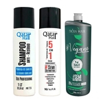 Kit Semi Definitiva 5 Em 1 Qatar Hair + Vegano Tróia 3x1litro