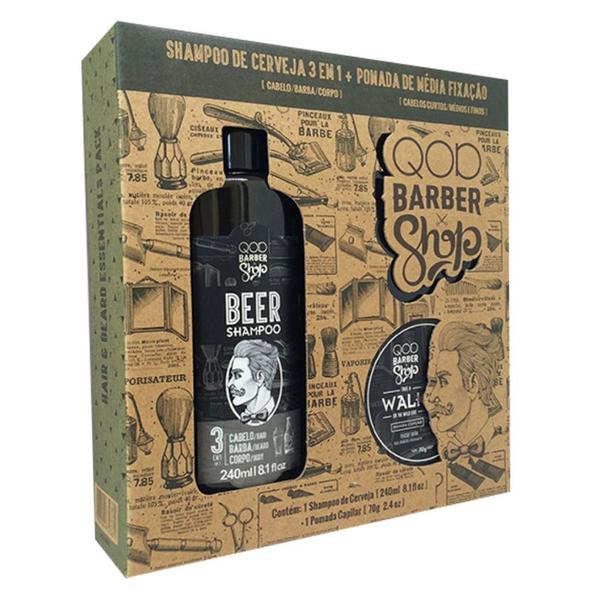 QOD Barber Shop Beer Walk Kit - Shampoo + Pomada Capilar