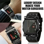 Luxury Men's Square Style Cool Colorful LED Digital Watch Binary Wrist Black Hd