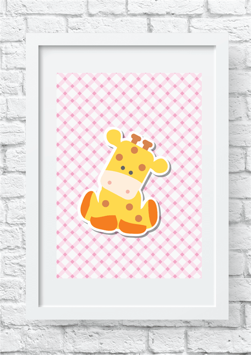 Quadro Decorativo Girafa Baby (Branco, 50x60)