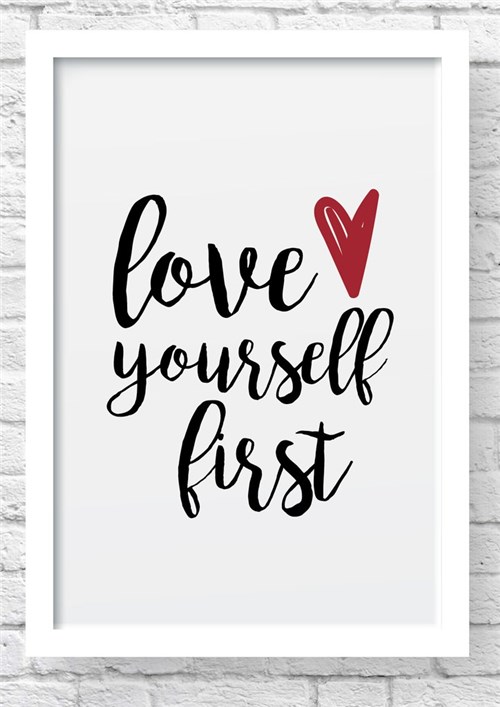 Quadro Decorativo - Love Yourself First (Preto, 50x60)