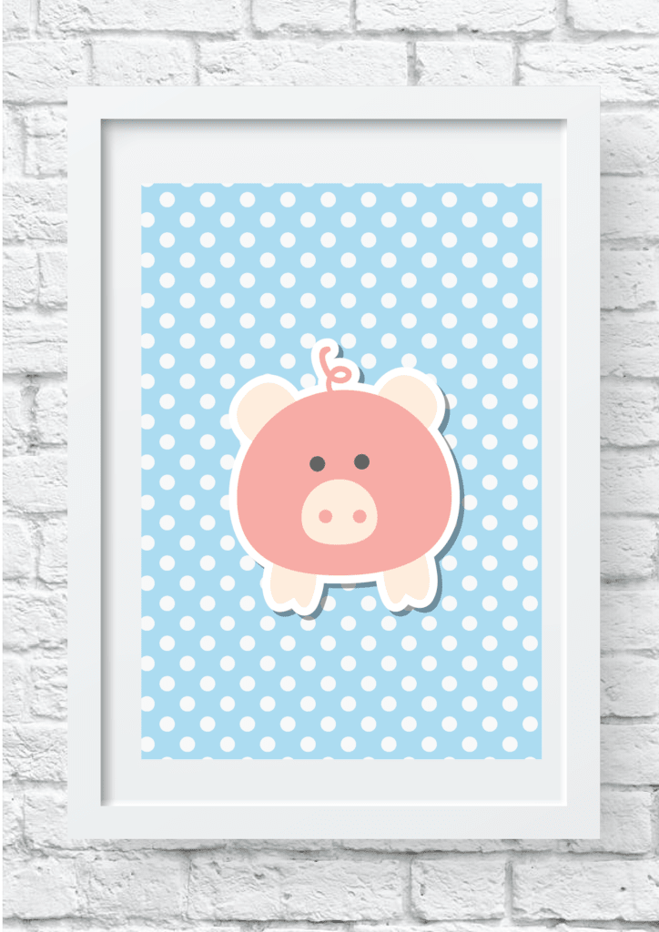 Quadro Decorativo Porco Baby (Branco, 50x60)