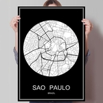 Quadro Mapa São Paulo Em Canvas 40x60 Cm