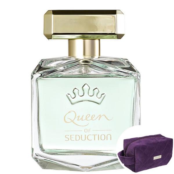 Queen Of Seduction Antonio Banderas EDT-Perfume 50ml+Nécessaire Beleza na Web Plush Roxo com Alça