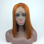 Hot! 14 Inch Short Bob Wigs Straight Synthetic Lace Front wig Middel Part Blonde Brown Color For Black/White Women Cosplay Party Wig