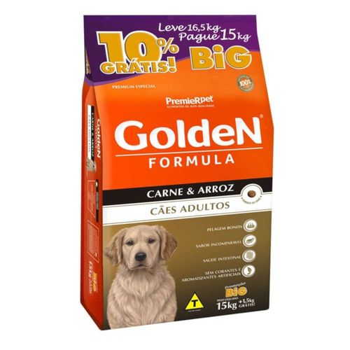 Ração Golden Formula Cães Adultos Carne & Arroz 15kg