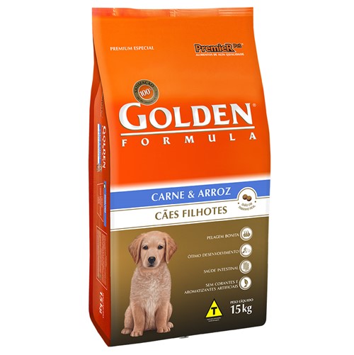 Ração Golden Fórmula Cães Filhotes RMG Carne & Arroz - 15kg