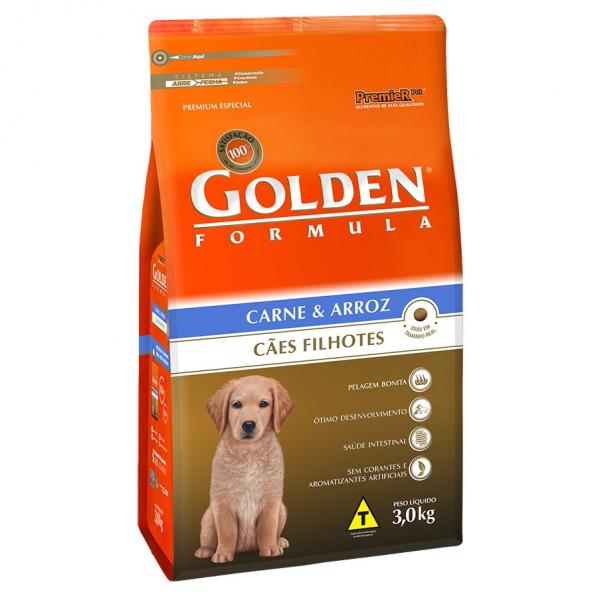 Ração Golden Premier Filhotes para Cães Sabor Carne e Arroz 3 KG