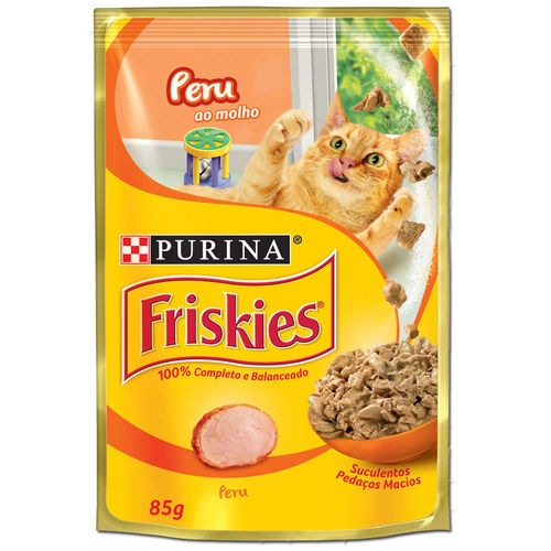 Ração Úmida Nestlé Purina Friskies Sachê Sabor Peru ao Molho Caixa com 15 Unid. 85g