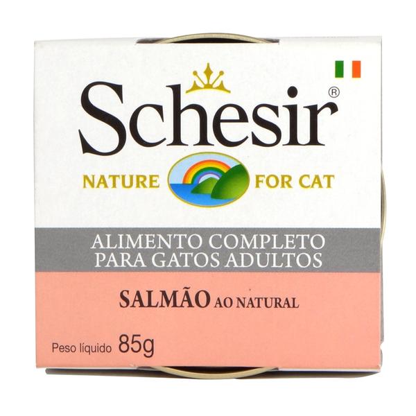Ração Schesir Nature Cat Salmão Naturalem Lata para GatosAdultos 85g