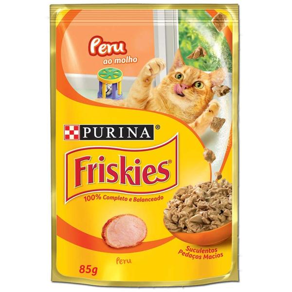 Ração Úmida Nestlé Purina Friskies Sachê Sabor Peru ao Molho Caixa com 15 Unidades 85g