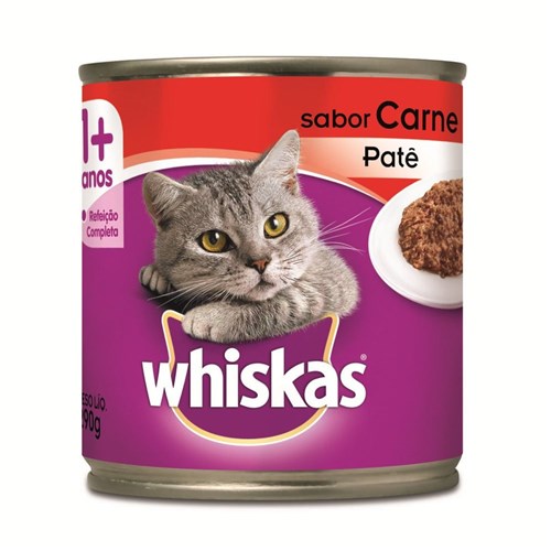 Ração Úmida Whiskas Lata para Gatos Adultos Sabor Carne 290G - 1 Unidade