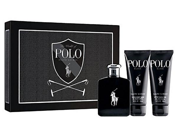 Ralph Lauren Coffret Polo Black Perfume Masculino - Edt 125ml + Pós Barba 100ml + Gel de Banho 100ml