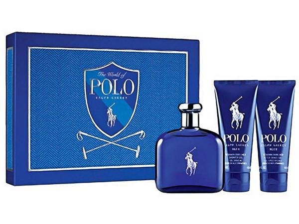 Ralph Lauren Coffret Polo Blue Perfume Masculino - Edt 125ml + Pós Barba 100ml + Gel de Banho 100ml