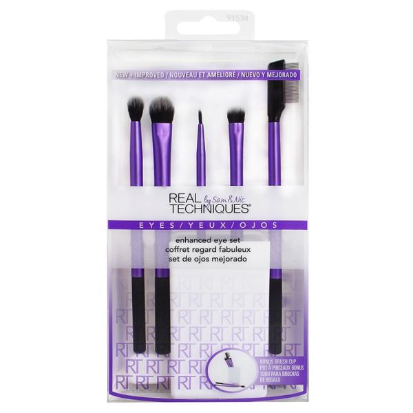 Real Techniques Kit 5 Pinceis para Olhos + Brush Cup