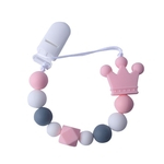Recém-nascido clipes Silicone dentição Chupeta Seguro Crown Silicone Beads Flower Chupeta Titular Cadeia para o bebê Chew Toy
