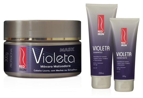 Red Iron Matizador Violeta Kit Shampoo 250ml + Hidratante Violeta 200g + Máscara 300g
