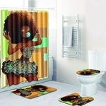 Redbey 4Pcs / Set Pattern Stylish Série Mulheres Africano Bath Set Shower Curtain Non-Slip WC Pad Capa Mat Bath
