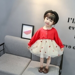 Redbey Bebê Vestido manga comprida doce abacaxi pequeno bordado malha costura Princess Dress